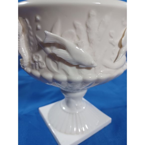 Vtg Lenwile Porcelain Sea Creatures Blanc De Chine Sculpture Cachepot Cach Pot - Picture 9 of 12
